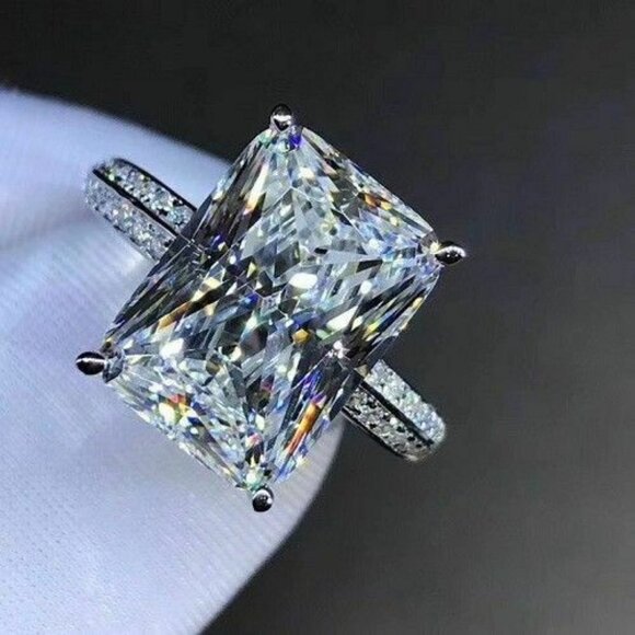 🎁 Super Big Independent Radiant Crysital Clear Gemstone Rings for Women,PD259 - Picture 1 of 5